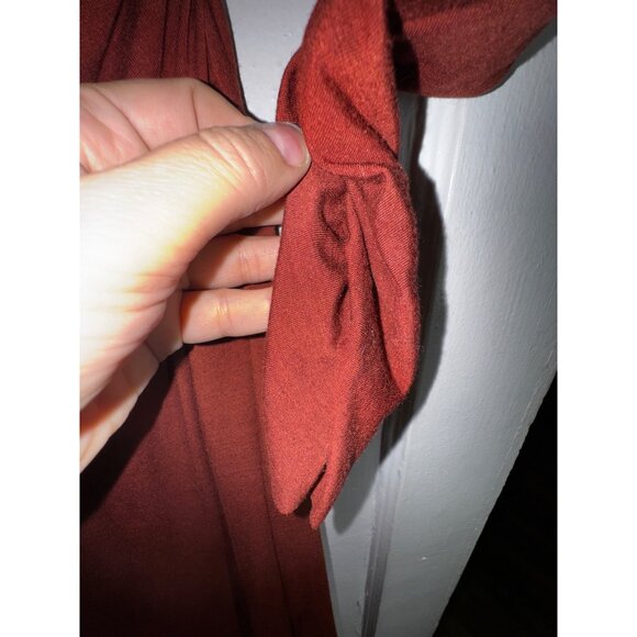 Ribbed Long Sleeve Ruched Midi Dress By Treasure & Bond X-Small Red Rust Classic - Picture 4 of 7